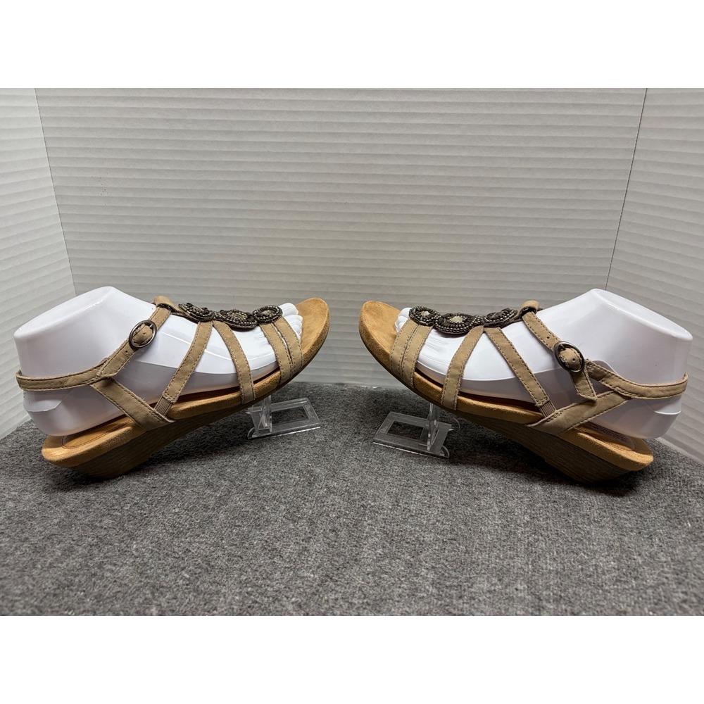 Rockport Cobb Hill Khari Khaki Leather Beaded Wedge Sandals 8N CCK02KHN - Picture 4 of 9